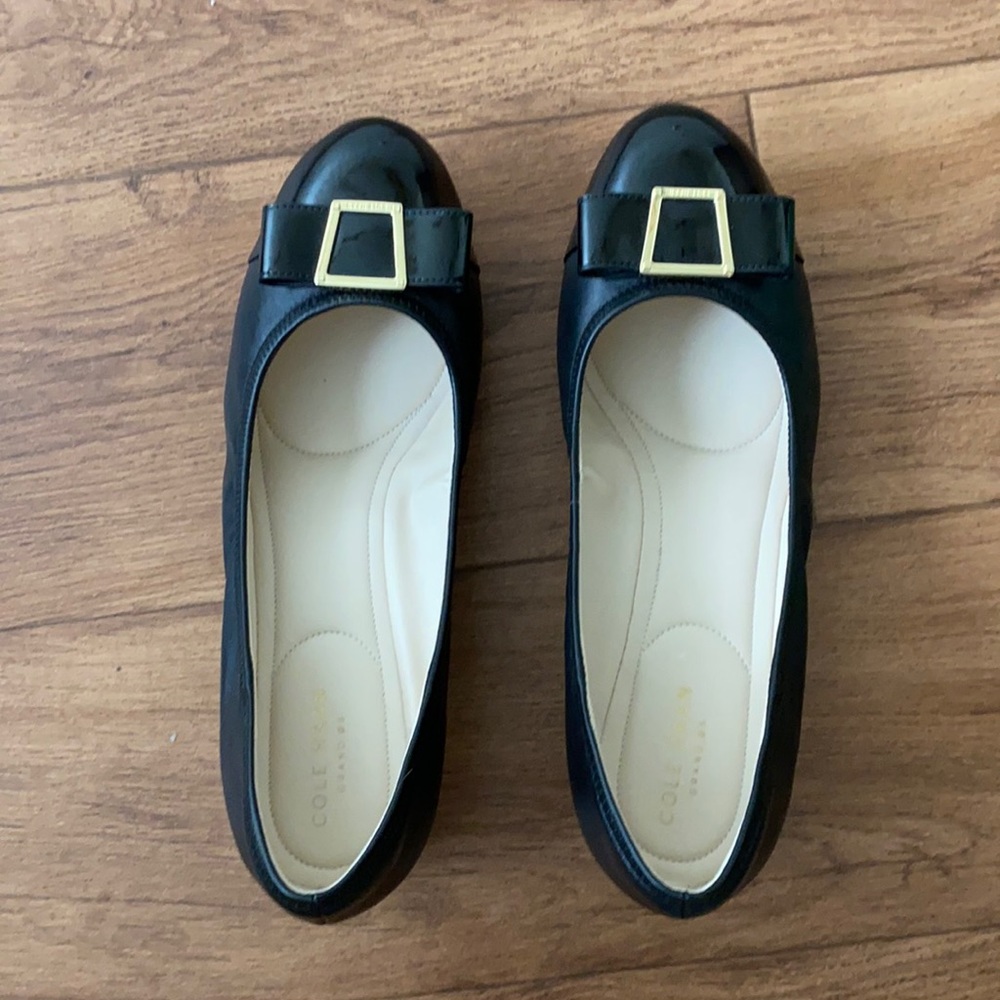 Cole Haan Black Emory Bow Wedge Shoes •9•